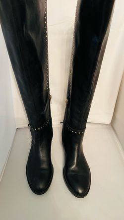 Vince Camuto Paterra Black Leather Knee-High Riding Boots