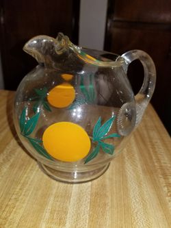 Vintage 1950's Round Ball Orange Juice Pitcher