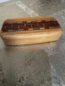 Handcrafted Wooden Sliding Lid Trinket Box Inlaid Wood Jewelry Keepsake Box