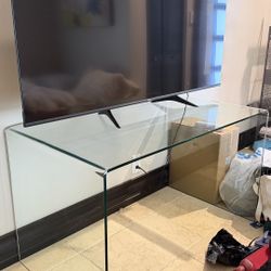 Glass TV Desk Console Table 