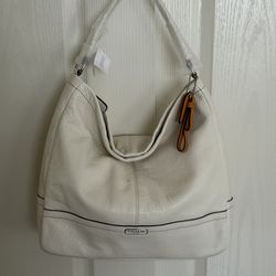 Coach Park Pebble Leather Winter White Hobo Handbag