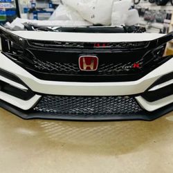 2016-2021 Honda Civic Type R Style Front Bumper Cover Kit Sedan Coupe 10th  HACHTBACK  PAINTED WHITE