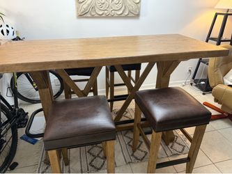 Table with leather benches
