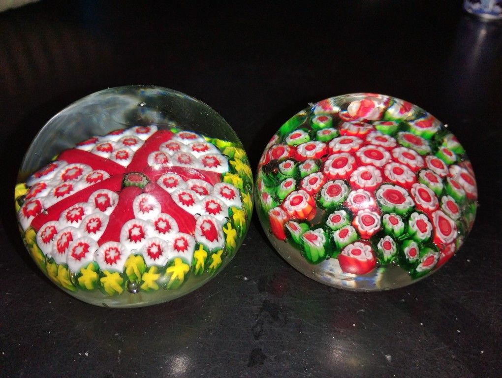 Vintage Murano Millifiori Glass Paperweights