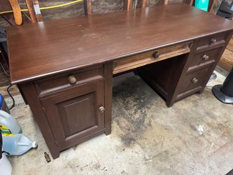 Wood desk - W 65 1/2 x D 27 x H 31