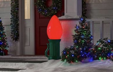 3 ft. Battery Operated LED Jumbo Red Bulb Holiday Yard Decor Prop Home Accents