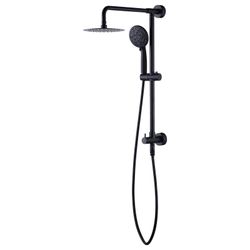 Single Handle 7 Spray Patterns Wall Mounted Shower Faucet with Hand Shower 1.8 GPM in Black