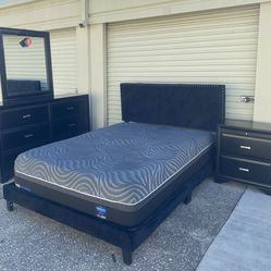 Black Queen Bedroom Furniture Dresser Set