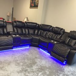Power Recliner Leather Sectional 