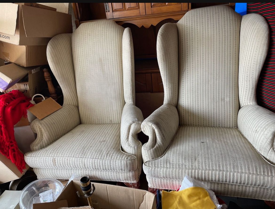 Two Vintage High Back Chairs