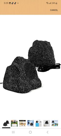 STUDIOFINIX 8" Outdoor Rock Bluetooth Speakers Waterproof Powerful 600 Watt Deep Bass All Weather Durable for Outdoor Garden Pool Patio Deck Porch BBQ