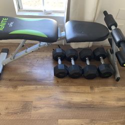 Weight Bench And Weights 