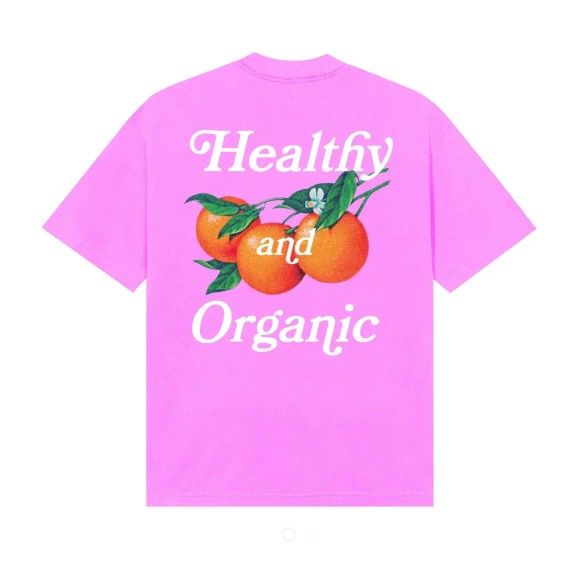 Larry June x Midnight Organic "Healthy and Organic" neon pink t-shirt