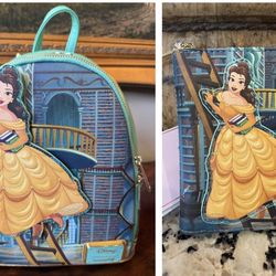 Loungefly Belle Moving On Ladder Backpack And Wallet 