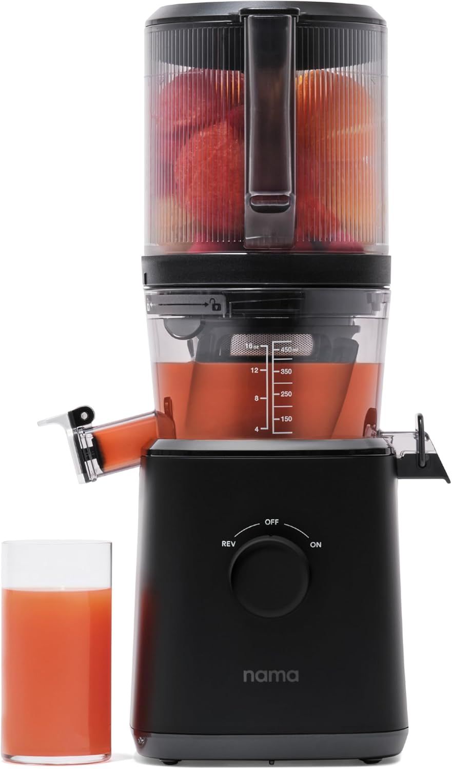 Nama J2 Cold Press Juicer β Self Feeding for Hands-Free Operation with Wide Mouth Hopper for Whole Recipe Loading, Zero Waste Masticating Juicer For M