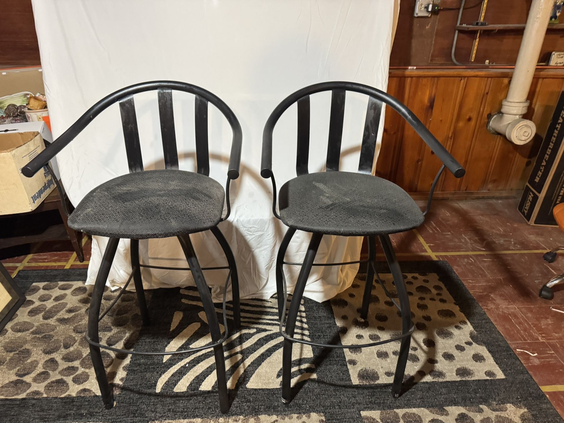 Black Swivel Barstool Set