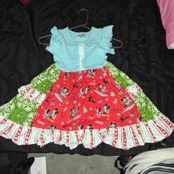 Size six mickey and minnie dress , custom made