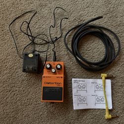 Boss DS-1 Distortion Pedal w/ Power Adapter & Cable