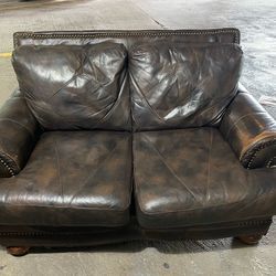 Brown Leather Loveseat – Comfortable – Delivery Available