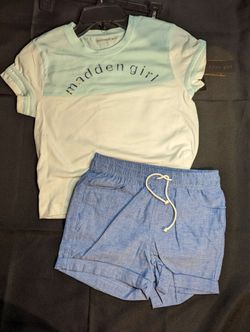 New Madden Girl 2pc Shirt and Blue Shorts Set