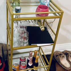 Gold Bar Cart With Wheels