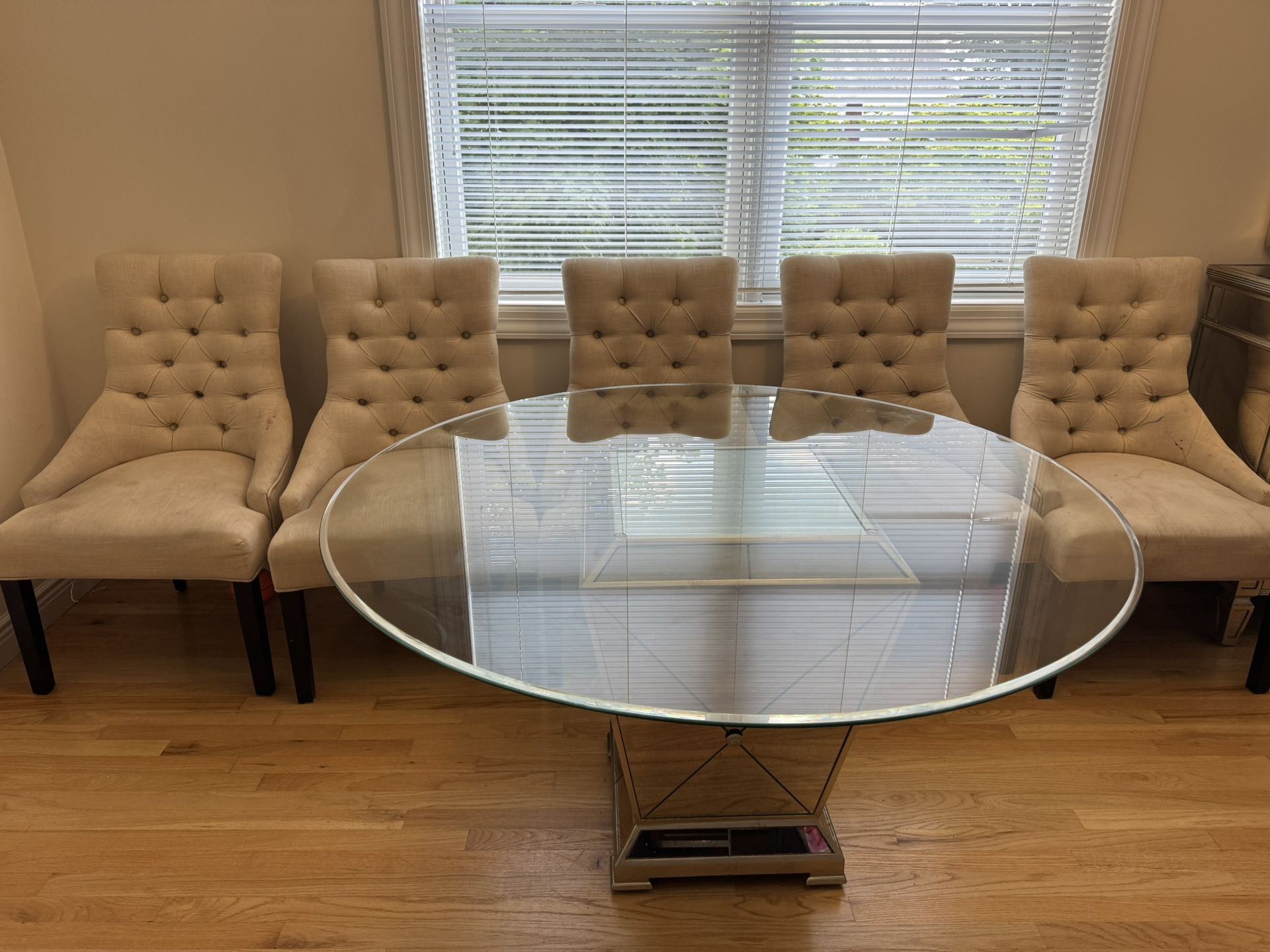 Set of Mirrored Dining Table and Buffet