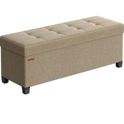 SONGMICS Storage Ottoman Bench, Foldable Foot Rest with Legs, 15 x 43 x 15.7 Inches, End of Bed Bench, Storage Chest, Load up to 660 lb, for Living Ro