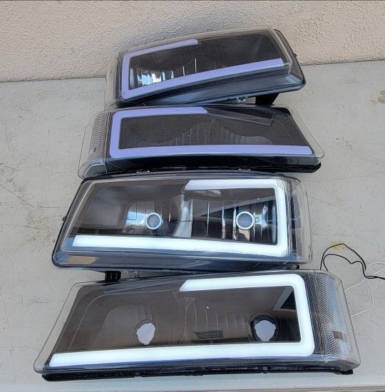 03-06 Chevrolet Silverado Avalanche LED DRL Headlights Luces Micas Calaveras Faros Faroles Focos Chevy Headlamps