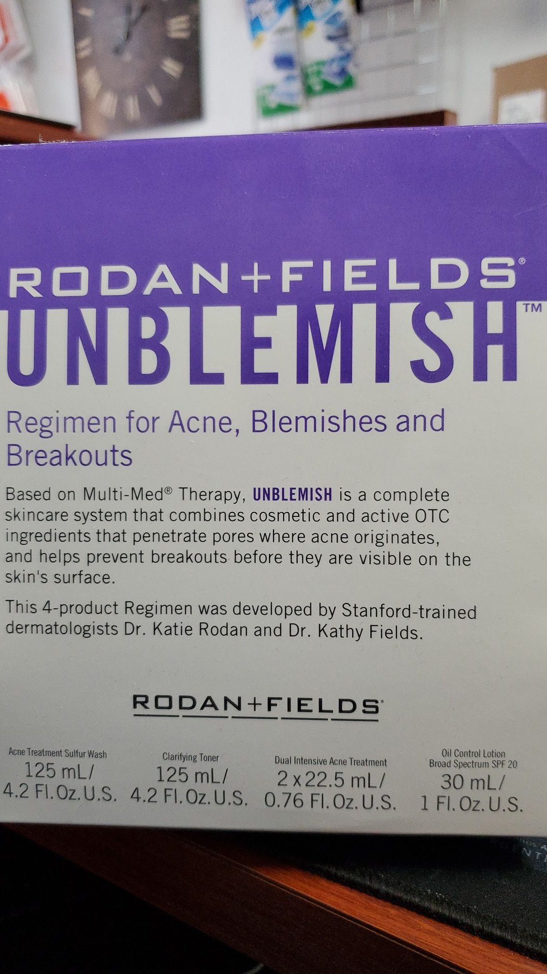 Rodan and + Fields UNBLEMISH Regimen for Acne 4 Piece Full Size Kit NIB