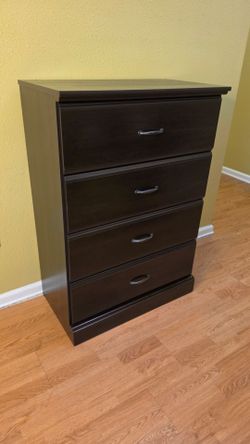 Clean and Nice Dark Brown 4- Drawer  kid Tall Dresser.