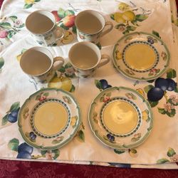 Villeroy & Boch French Garden Tea Cups And Saucers 
