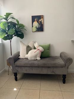 Gray Velvet Storage ottoman