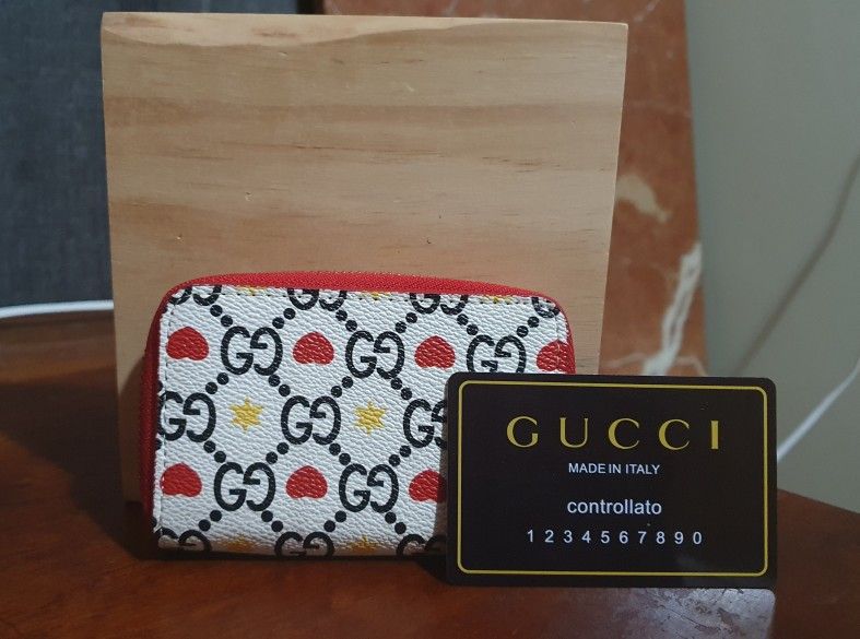 Gucci Monogram Heart & Star Woman's Card Wallet New