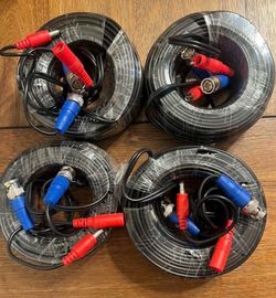 4-Pack of 60ft Universal Pre-Made BNC Video & Power Siamese Cables – 4K Ready for Analog HD CCTV Systems – Compatible with Swann, Lorex, Night Owl, Sa