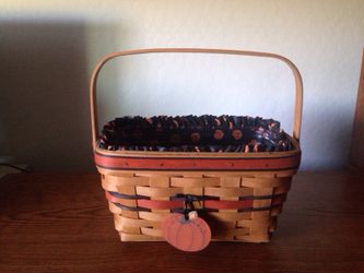 1994 Longaberger "Boo Basket" wLiner, Plastic Protector & Tie On