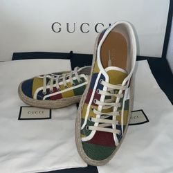 *NWB* Gucci Mens shoes Baiadera striped canvas espadrille 