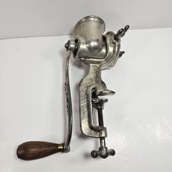 Vintage P. S. & W. Co. Cast Iron Meat/Food Table Grinder with Wood Handle