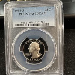 1985 S Gem Proof Washington Quarter Graded At PR69 With A Deep Cameo 1-4