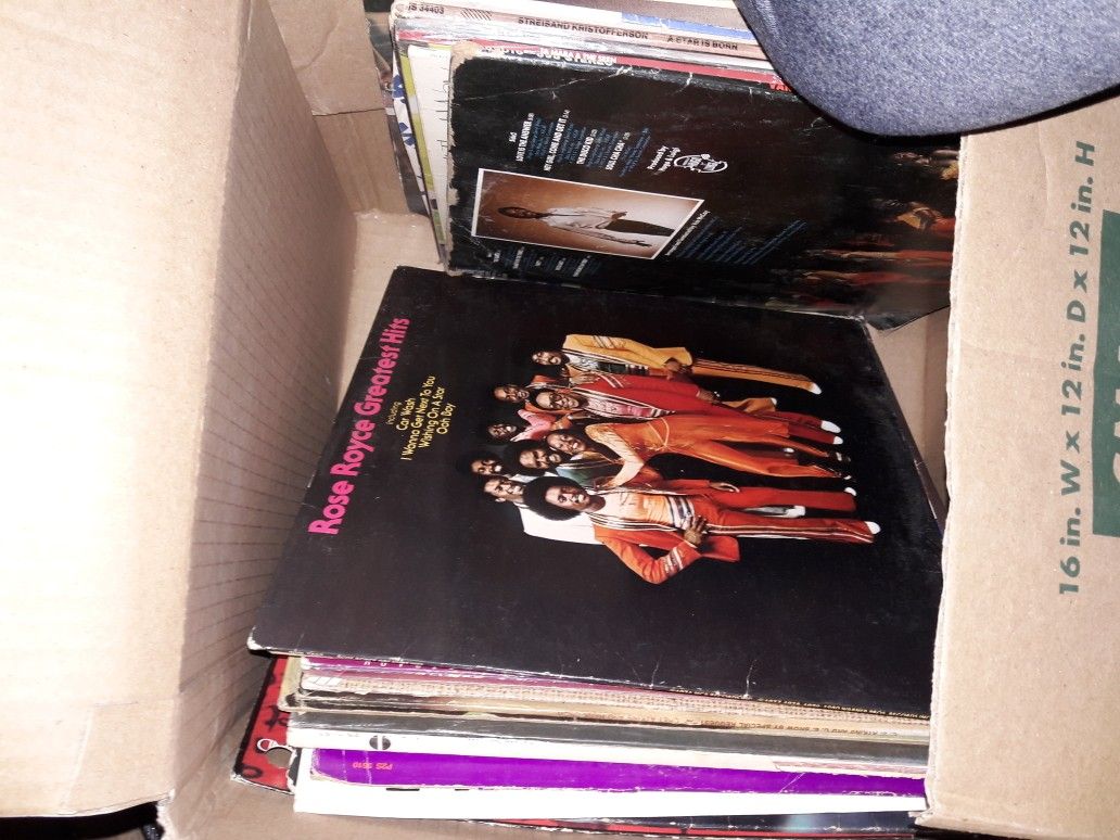 Box of old records some titles shown