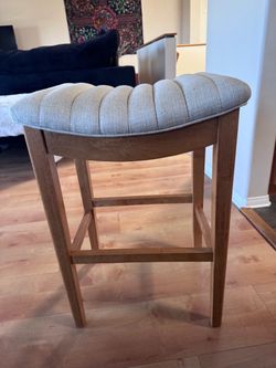 2 Upholstered Bar Stool with Wood Frame
