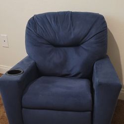 Kids Blue  Recliners with Footrest and Cup Holders