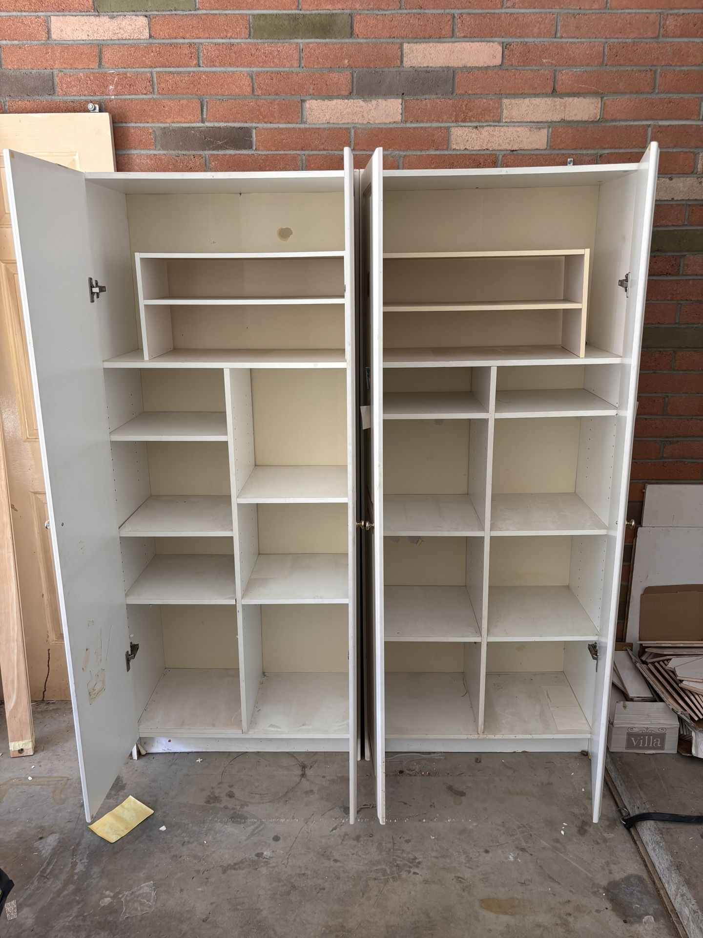 Two White Storage Cabinets 