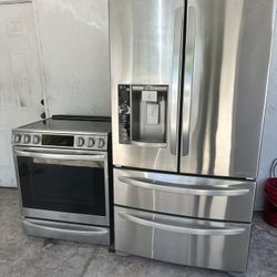 Lg 4 Door, Stainless, Steel, Fridge, Lg slide in stove