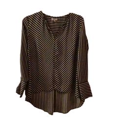 The Limited black tunic blouse with small white stripes size L