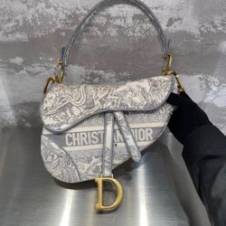 Gray embroidered  Saddle Bag    24 x 6 x 18 cm