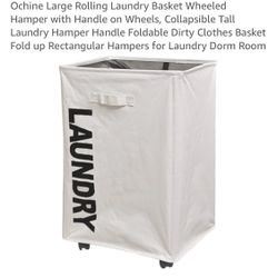 Foldable Rolling Wheeled Laundry Basket, New