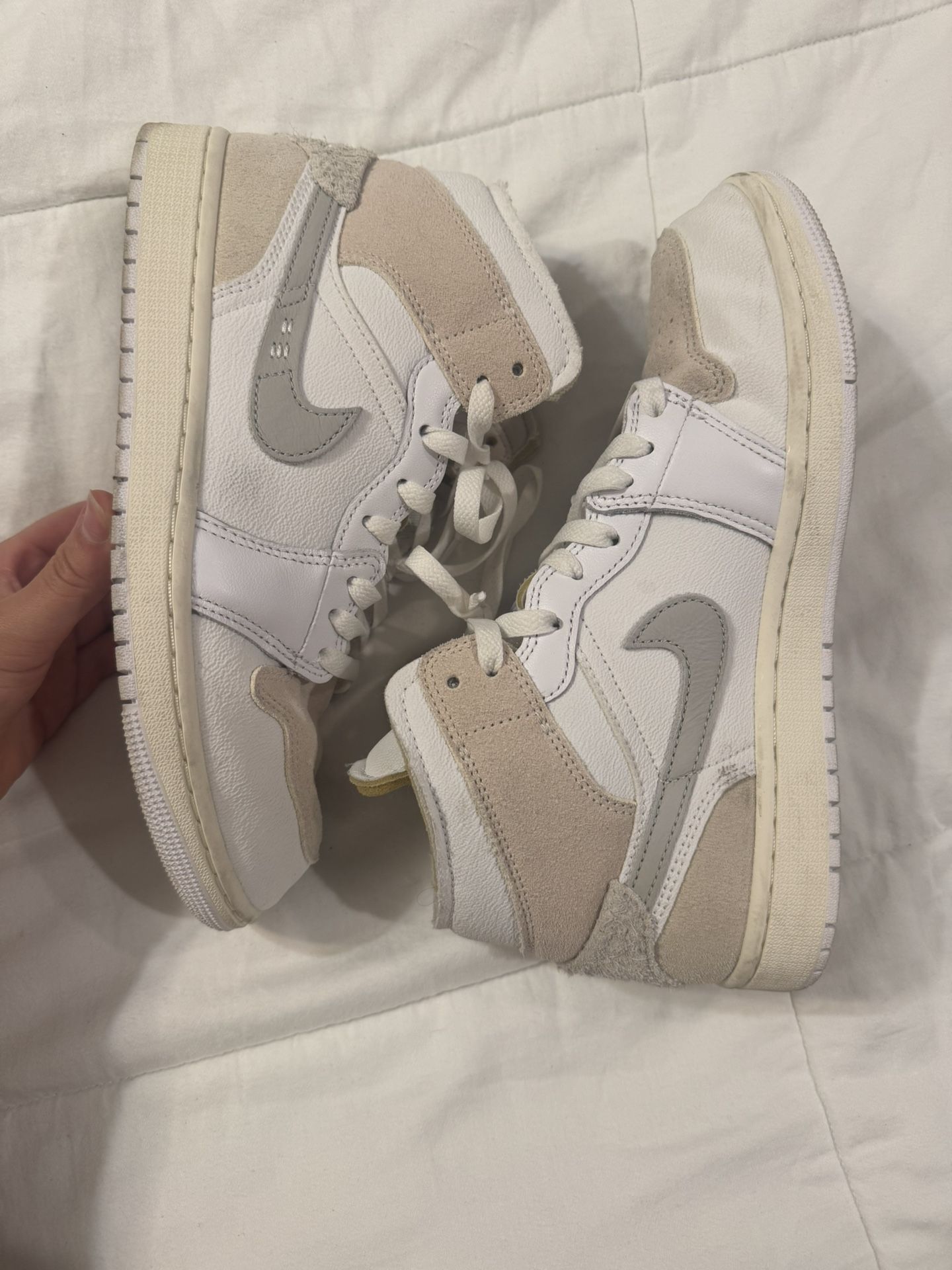 Jordan 1 Mid PS White/LT Orewood Brown-Tech Grey FB9141-120 2Y