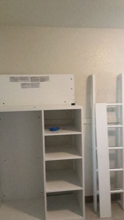 SMÅSTAD Loft bed frame, desk and storage, white, Twin