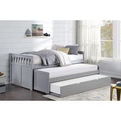 TRUNDLE BED WITH MATTRESS SOLID WOOD