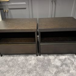 Solid Wood Modern Nightstands – Set of 2 – Dark Espresso – Great Condition